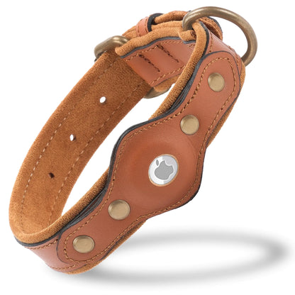 Filbert Leather Dog Collar with Airtag Holder