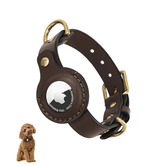 Jowlroel AirTag Dog Collar - 100% Genuine Leather