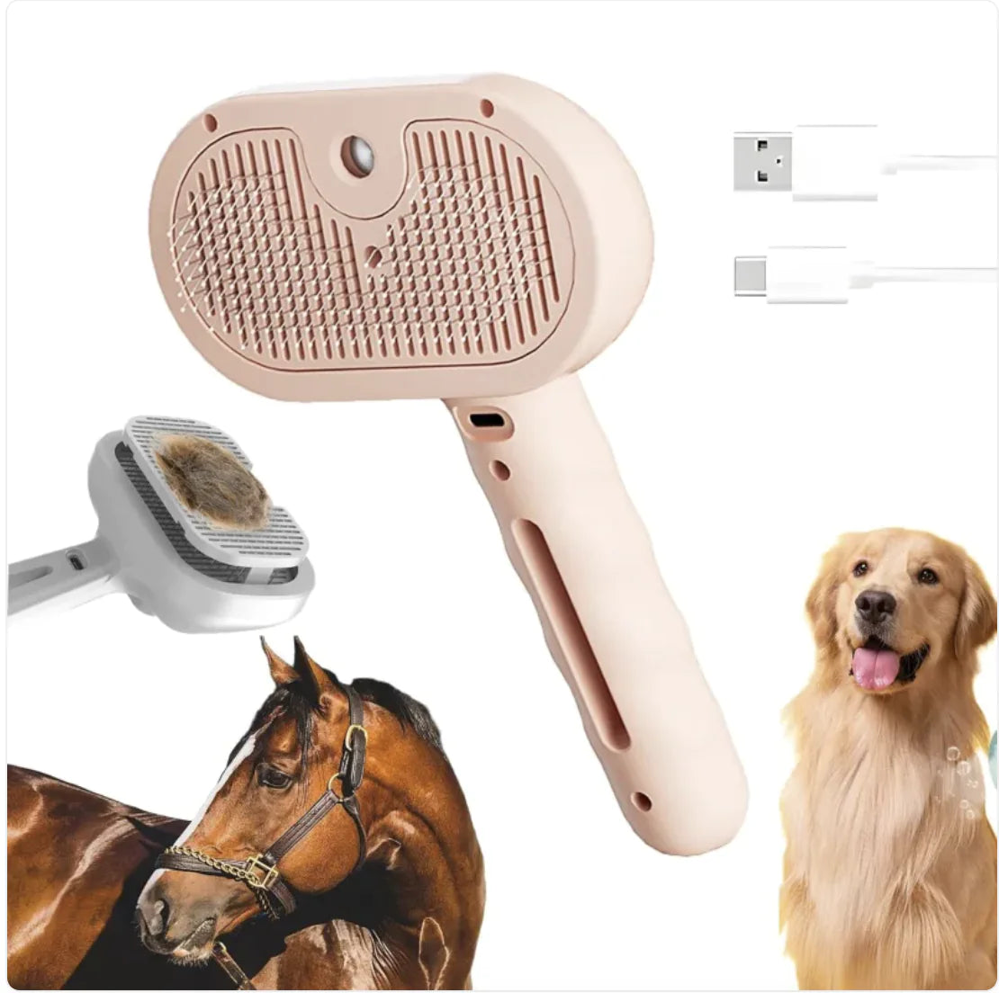 3-in-1 Self-Cleaning Steam Pet Brush